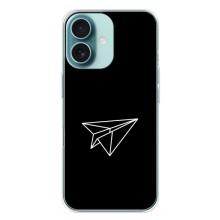 Чехол с картинками на черном фоне для iPhone 16 Plus – Самолетик
