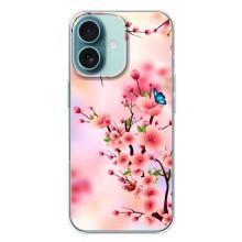 Чохол з картинкою Сакури на iPhone 16 Plus – Метелики на сакурі