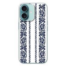 Силиконовый Чехол на iPhone 16 Plus с картинкой Вышиванки – Синяя вышиванка