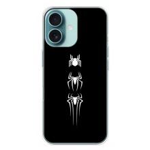 Чехол Супергерой Человека Паука на iPhone 16 Plus – Лого паука