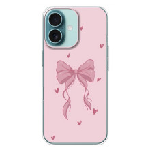 Чехол банты для iPhone 16 Plus – Бант на розовом