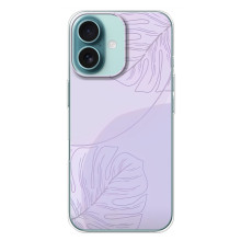 Чехол цветочный дизайн для iPhone 16 Plus – Монстера фиолетовая