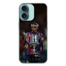 Чехол с футболистом Ламин Ямаль iPhone 16 Plus (Ямал с кубком)