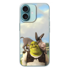 Чехол с мультфильмом Шрек на iPhone 16 Plus – Шрек и осел