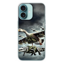 Чехол с мемами тралалело тралала для iPhone 16 Plus – Гусини и крокодило