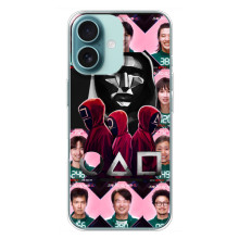 Чехол Гра в кальмара для iPhone 16 Plus – Персонажи игры кальмара