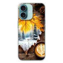 Чохол з унікальним дизайном 'Осінь з кавою' для iPhone 16 Plus – Осінньо-зимове кава