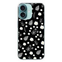 Чехлы с тематикой "ЦВЕТЫ" на iPhone 16 Plus (цветение на чорном)