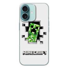 Чехлы для iPhone 16 Plus (Персонажи Майн Крафт) – Крипер