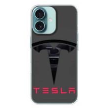 Силіконовий бампер з картинкою машини на iPhone 16 Plus – Logo TESLA