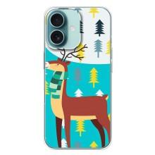Силіконовий бампер з картинкою звірів для iPhone 16 Plus (Олень із шарфом)