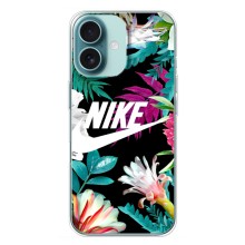 Силиконовый Чехол на iPhone 16 Plus с картинкой Nike (Цветочный Nike)