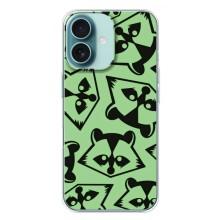 Силиконовый Чехол с Енотами на iPhone 16 Plus – Мордочки Енота