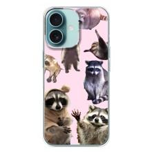 Силиконовый Чехол с Енотами на iPhone 16 Plus – Смешные Еноты