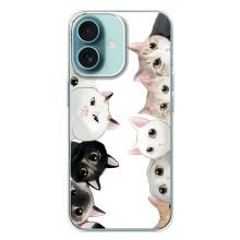 Силиконовый чехол с котиком для iPhone 16 Plus – Коты