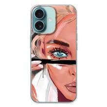 Силиконовый Чехол на iPhone 16 Plus с картинкой Стильных Девушек – Девушка и ресницы