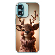 Яскравий чохол для iPhone 16 Plus з Зимові Оленята (Олень в светрі)