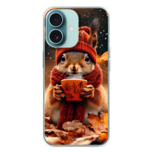 Друкований чохол 'Звірята з кавою' для iPhone 16 Plus – Білка з кавою