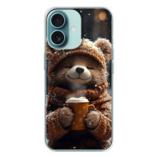 Друкований чохол 'Звірята з кавою' для iPhone 16 Plus – Мішка з кавою