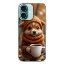 Друкований чохол 'Звірята з кавою' для iPhone 16 Plus – Песик з кавою