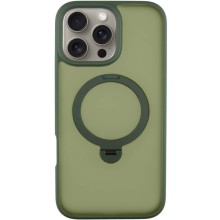 TPU+PC чохол Metal Buttons with MagSafe Colorful HQ Ring для Apple iPhone 16 Pro Max (6.9") – Green