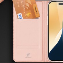 Чохол-книжка Dux Ducis з кишенею для візиток для Apple iPhone 16 Pro Max (6.9") – Rose Gold