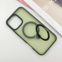 TPU+PC чохол Metal Buttons with MagSafe Colorful HQ Ring для Apple iPhone 16 Pro Max (6.9") – Зелений