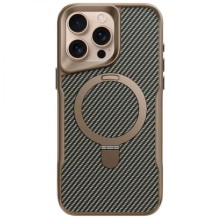 TPU+PC чохол Metal Buttons with MagSafe Carbon Ring для Apple iPhone 16 Pro Max (6.9") (Золотий)