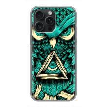 Чохли з принтом СОВИ для iPhone 16 Pro Max – Зелена сова