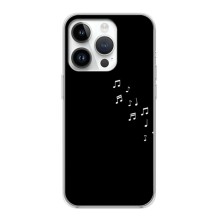 Чехол с картинками на черном фоне для iPhone 16 Pro Max (Ноты)