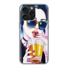 Чехол с картинкой Модные Девчонки iPhone 16 Pro Max – Девушка с коктейлем