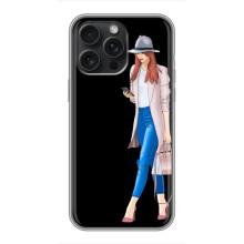 Чехол с картинкой Модные Девчонки iPhone 16 Pro Max – Девушка со смартфоном