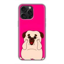 Чехол (ТПУ) Милые собачки для iPhone 16 Pro Max – Веселый Мопсик
