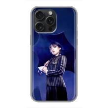Чехлы Венсдей на iPhone 16 Pro Max Уэнсдей (AlphaPrint) (Уэнздей с зонтом)