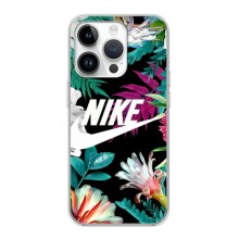 Силиконовый Чехол на iPhone 16 Pro Max с картинкой Nike (Цветочный Nike)