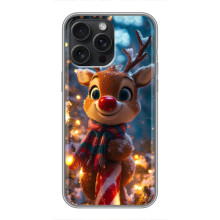 Яркий чехол для iPhone 16 Pro Max с Зимними Оленятами – Олень в шарфе