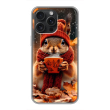 Печатный чехол «Зверята с кофе» для iPhone 16 Pro Max – Белка с кофе