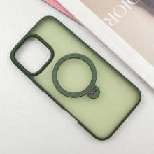 TPU+PC чехол Metal Buttons with MagSafe Colorful HQ Ring для Apple iPhone 16 Pro (6.3") – Green