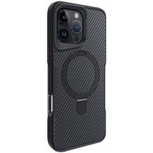 TPU+PC чехол Metal Buttons with MagSafe Carbon Ring для Apple iPhone 16 Pro (6.3") – Черный