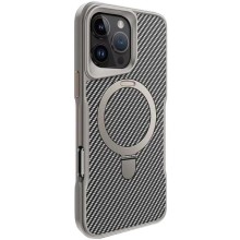 TPU+PC чехол Metal Buttons with MagSafe Carbon Ring для Apple iPhone 16 Pro (6.3") – Серый