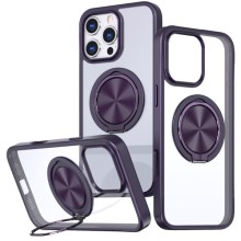 TPU+PC чехол Metal Ring with MagSafe для Apple iPhone 16 Pro (6.3") (Темно-Фиолетовый)