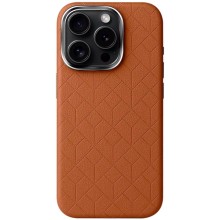 Кожаный чехол Carved with MagSafe для Apple iPhone 16 Pro (6.3") (Оранжевый)
