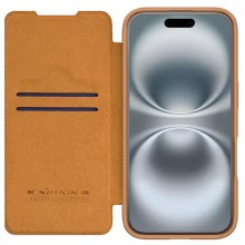 Шкіряний чохол-книжка Nillkin Qin Prop для Apple iPhone 16 Pro (6.3") – Коричневий