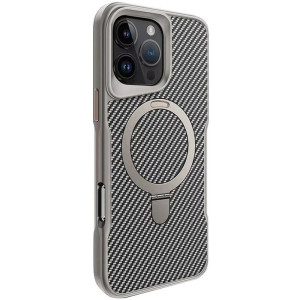 TPU+PC чехол Metal Buttons with MagSafe Carbon Ring для Apple iPhone 16 Pro (6.3") (Серый)