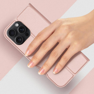Чехол-книжка Dux Ducis с карманом для визиток для Apple iPhone 16 Pro (6.3") – Rose Gold
