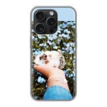 Чехлы с изображением разных животных для iPhone 16 Pro (Ежик на руках)