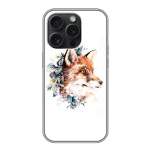 Чехлы с картинкой Лисички для iPhone 16 Pro (VPrint) (Лисичка в цветочках)