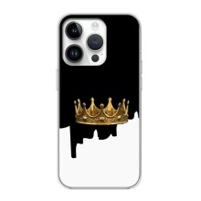 Чохол (Корона на чорному фоні) для Айфон 16 Про – Золота корона