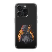 Чохол з картинкою "Герой Pubg" на iPhone 16 Pro – В полум'ї