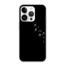 Чехол с картинками на черном фоне для iPhone 16 Pro (Ноты)